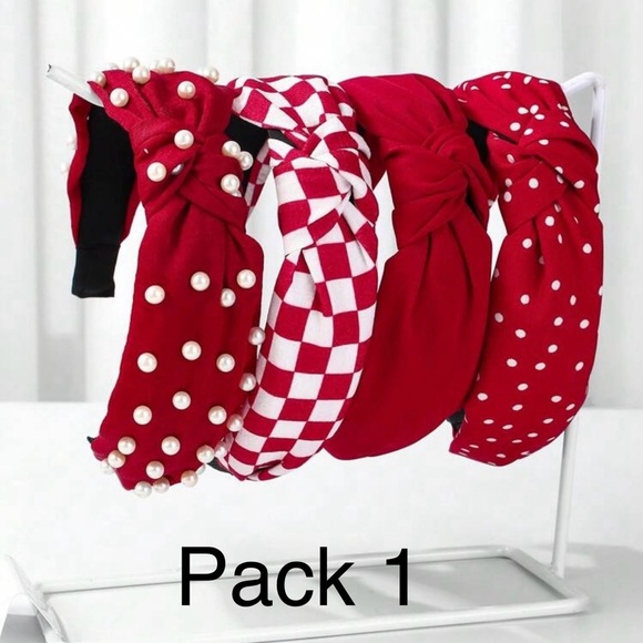 Valentine’s Day headbands NWT PACK OF 4 (pack 1 of 4 red or pack 2 of 4 pink) - Picture 3 of 7